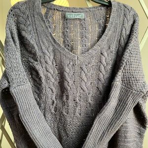 Velvet V- neck sweater deep purple